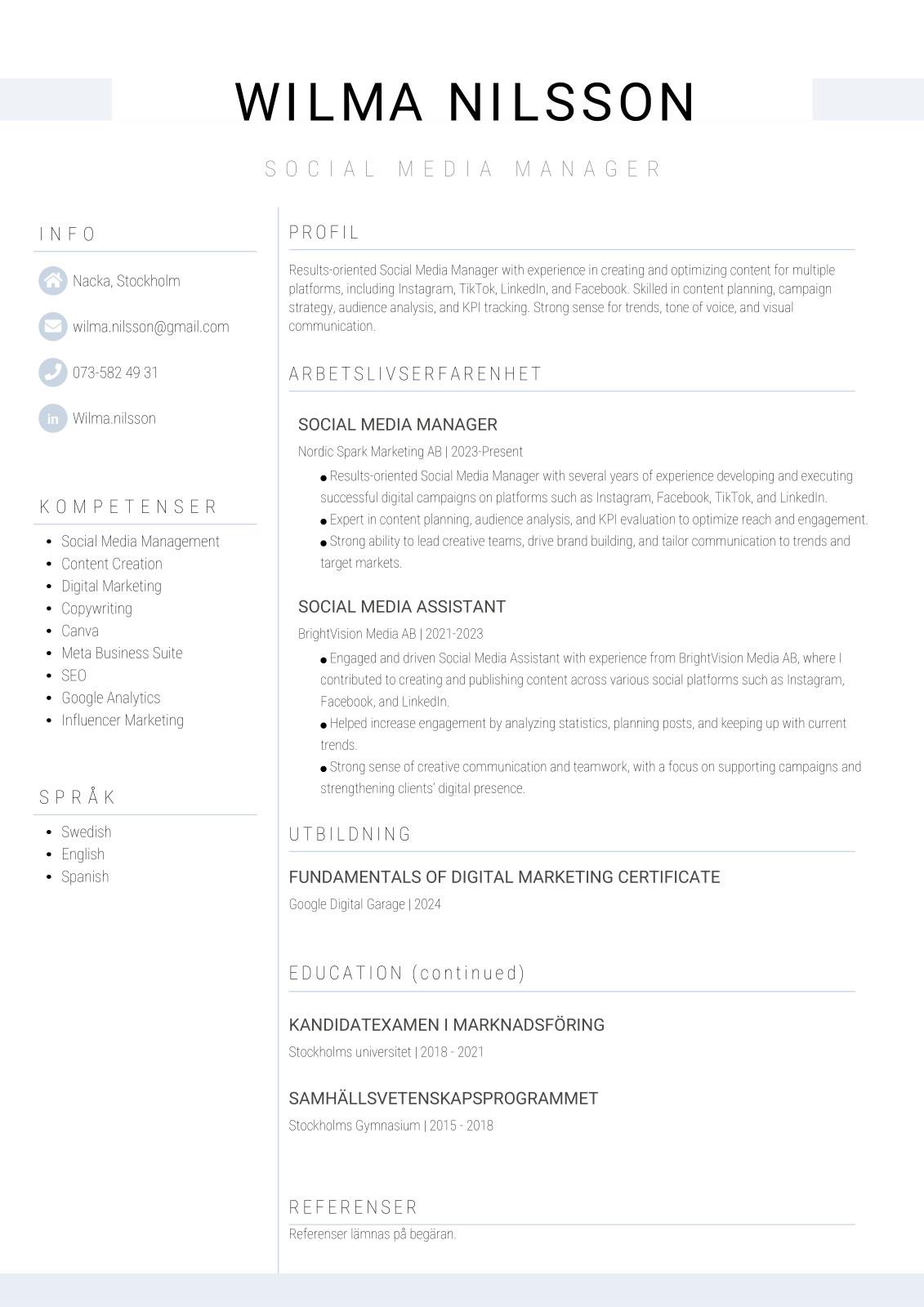 Professional CV template preview created with TopCV.today